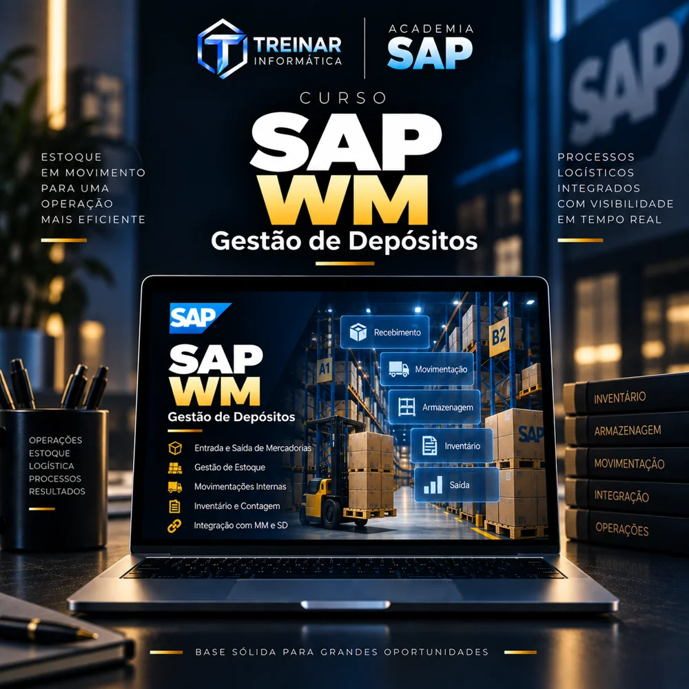 Mockup do Curso SAP WM Gestão de Depósitos